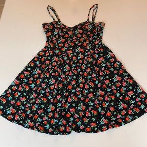 Black spaghetti strap dress with flowers